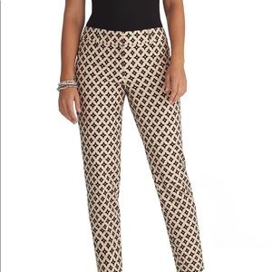 NWOT WHBM CURVY SLIM ANKLE PANTS Tan Black Print